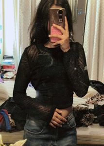 Sheer Black Cropped Sweater