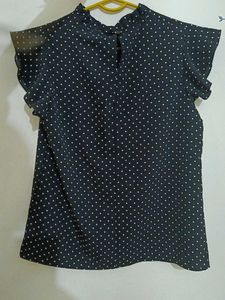 Polka Dot Top - Ruffle Sleeve