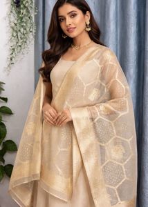 Elegant Gold Banarasi Silk Dupatta