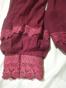 Charming Girls' Maroon Kurta with Pants