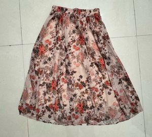 Women Floral Chiffon Midi Skirt