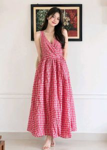 Zara Red Gingham Wrap Dress