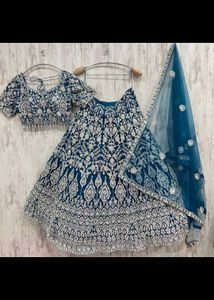 Embroidered Teal Blue Lehenga Choli Set