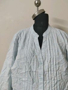 Light Blue Pintuck Tunic Top