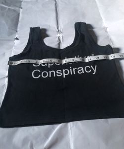 Women Black Crop Top Trendy Casual Sleeveless Tee
