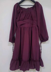 Chic and Elegant Maroon Fit & Flare Midi