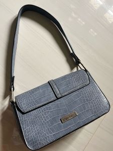 dressberry Stylish Blue Croc Embossed Shoulder Bag