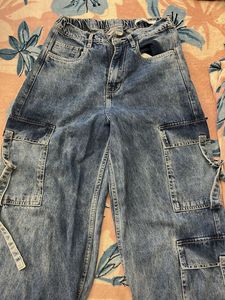 Blue Denim Cargo Jeans