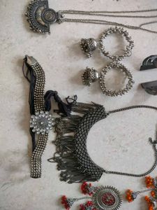 Boho Oxidized Silver Jewellery Set