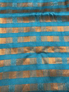 Elegant Blue &amp; Gold Checked Saree