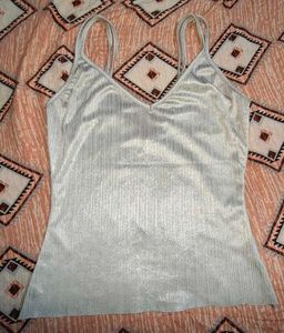 Sparkly Silver Camisole Top