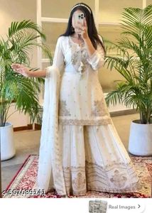 🤍Elegant White Lehenga kurta Set✨