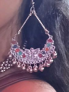 Oxidised silver Jhumka earrings