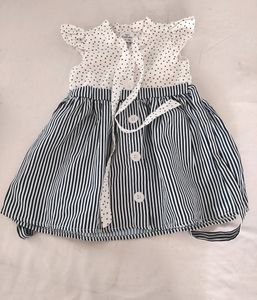 Doodle White And Blue Printed Dress ( Girls)
