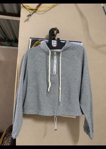 Grey Cropped Hoodie