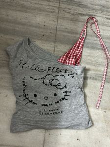 Cute Hello Kitty One-Shoulder Top
