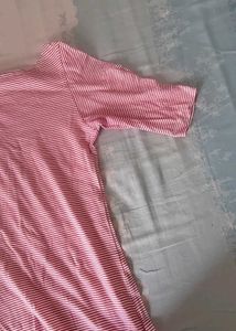 Pink And White Linning One Piece Dress
