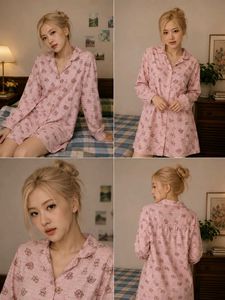 Pink Floral Button-Down Nightgown Dress