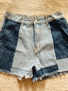 Patchwork Denim Shorts