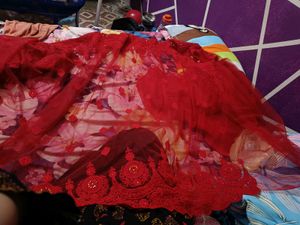 New Cherry Red Heavy Saree With blouse piece