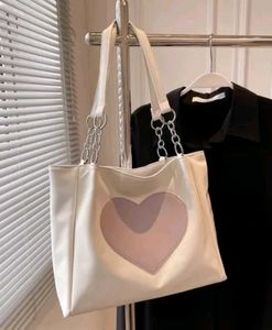 New pinteresty Chic White Tote Bag with Heart Desi
