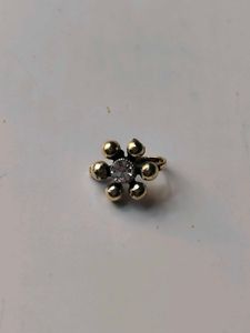 Gold-Plated Floral Nose Pin with Stone Unused