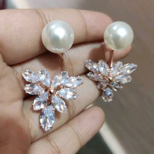 Pearl & Crystal Flower Earrings