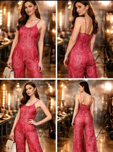 Stylish Red Printed Jumpsuit