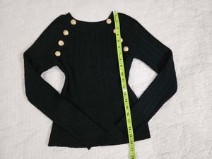 Chic Black Ribbed Sweater bust 34/36