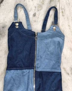 Patchwork Denim Zip Dress