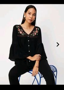 Embroidered Black Top /Tunic