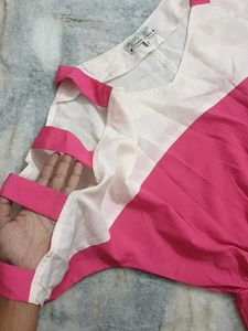 🎉SALE🦩Cute Pink &amp; White Mini Dress
