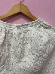 Chic White Eyelet Cami Top and shorts set