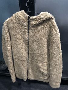 Cozy Tan Sherpa Hooded Jacket