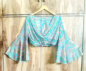 Boho Print  Art silk Crop Top Size-34