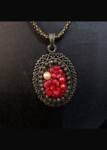 vintage porcelain flowers Pendant Necklace