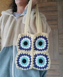 Evil eye crochet bag