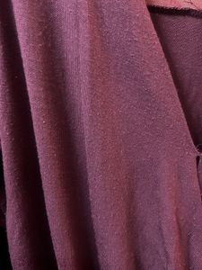 Burgundy V-Neck Wrap Top with Lace Detail