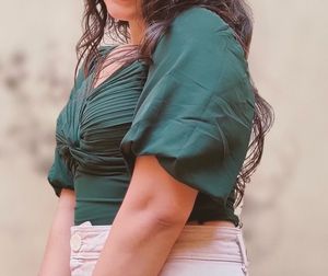Stylish Emerald Green Puff Sleeve Top
