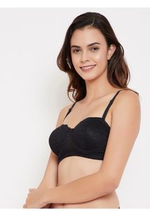 Clovia Women Balconette Lightly Padded Bra (Black)