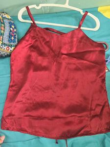 Satin Lace-Up Cami Top