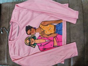Pink Graphic Print Long Sleeve Top