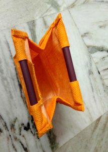 Rangoli Orange Jute Tote Bag