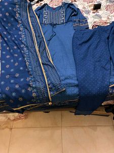 Royal Blue Embroidered Kurta Set