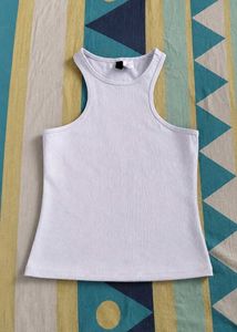 White Ribbed Racerback Tank Top
