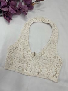Lacy Halter Neck Crop Top