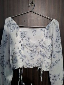 Floral Print Sheer Long Sleeve Top