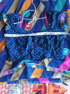 Blue Saree with Colorful Floral Print