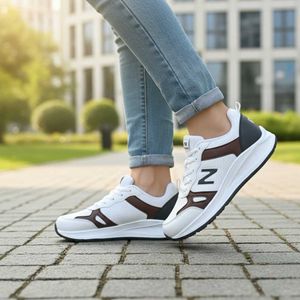 Stylish White & Brown Sneakers