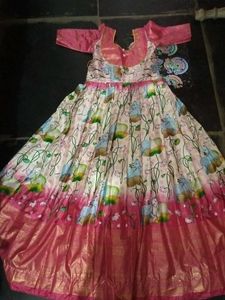Girl's Festive Pink Anarkali Dress